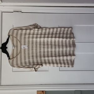 NWT. Christopher & Banks. Cream/stripe top. XL